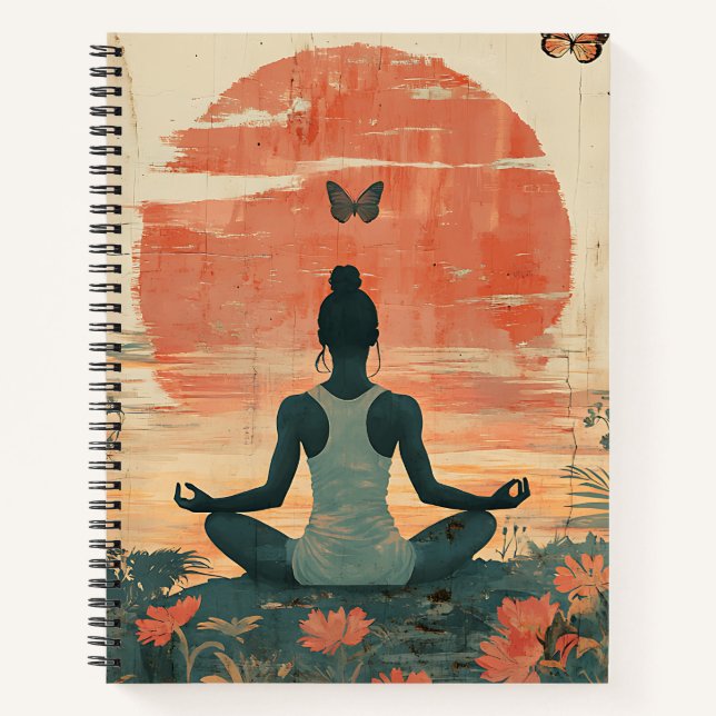 Sunset Meadow Meditation with Butterflies (5) Notebook (Front)