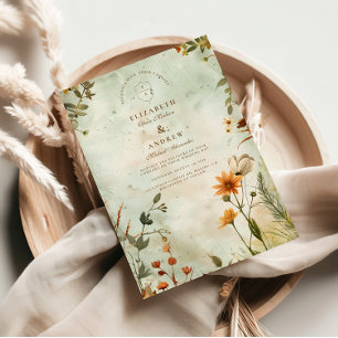 Sunset Meadow Wildflower Wedding Invitation