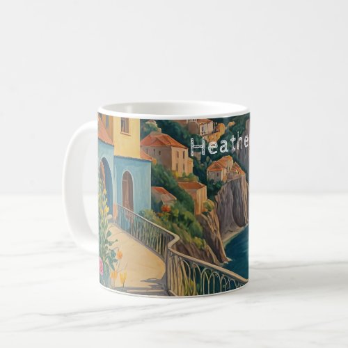 Sunset Mediterranean Village Coffee Mug