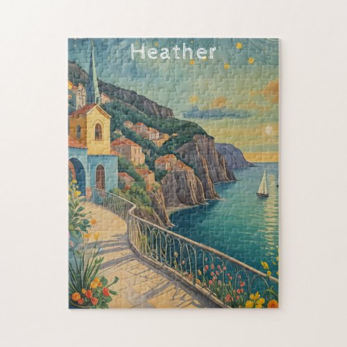 Sunset Mediterranean Village Jigsaw Puzzle