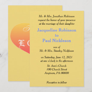 Sunset Mellow Yellow Blue Wedding Invitation