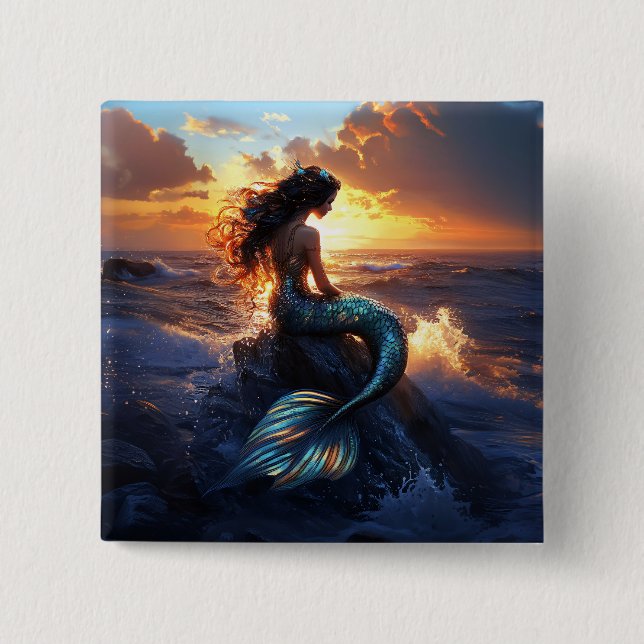 Sunset Mermaid Button (Front)