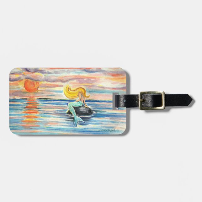 Sunset Mermaid Luggage Tag (Front Horizontal)