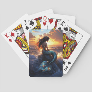 Sunset Mermaid Poker Cards