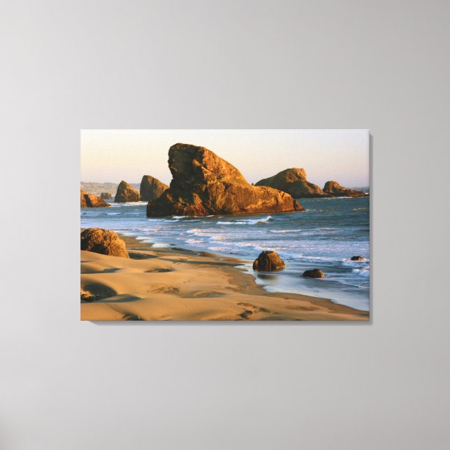 Sunset, Meyers Beach, Oregon, USA Canvas Print (Front)