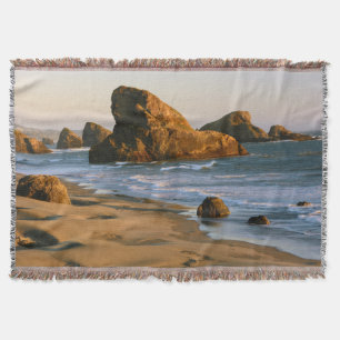 Sunset, Meyers Beach, Oregon, USA Throw Blanket