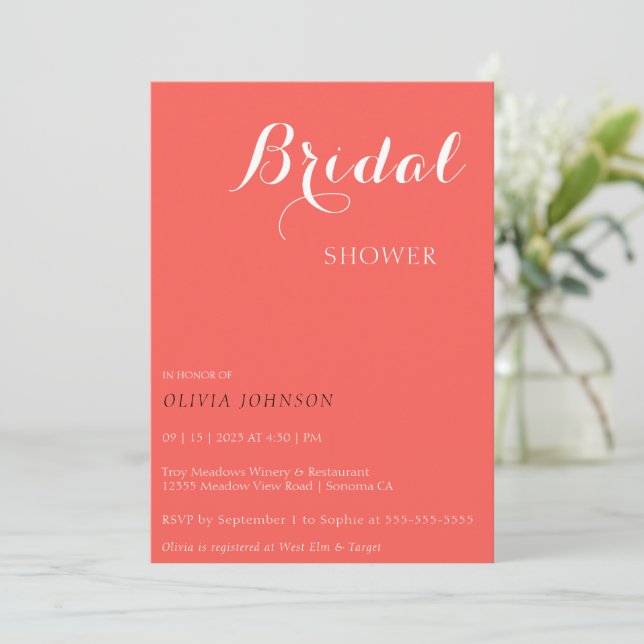 SUNSET Minimal Bridal Shower Invitation (Standing Front)