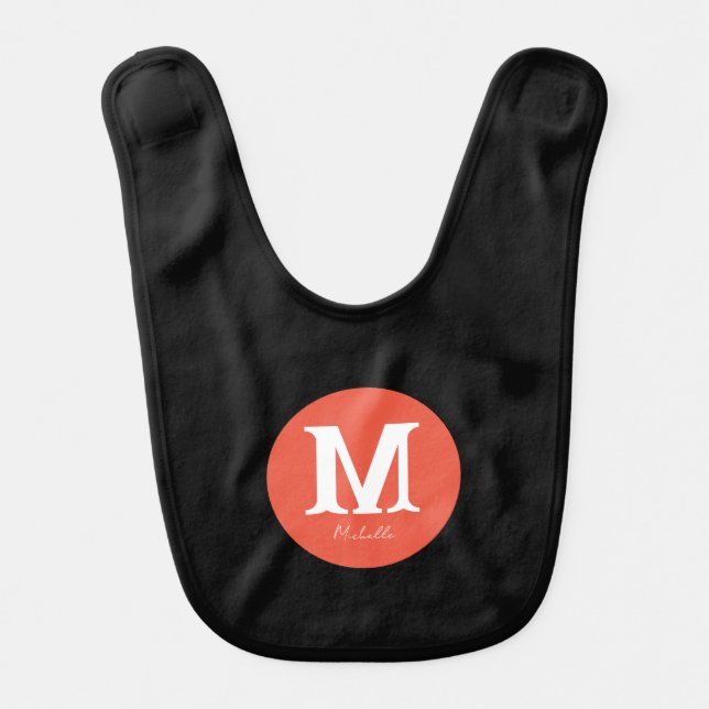 Sunset Minimal Monogram Baby Bib (Front)