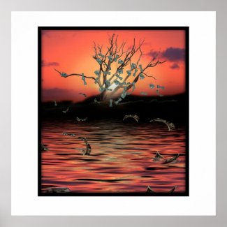 Sunset Money Tree on a Windy Day Poster