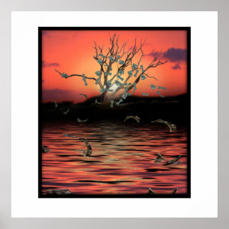 Sunset Money Tree on a Windy Day Poster