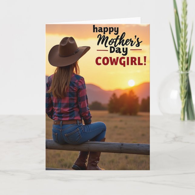 Sunset Mothers Day Cowgirl Card (Front)