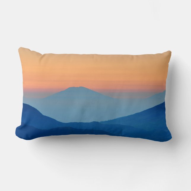 Sunset Mountain Abstract Landscape Lumbar Pillow (Front)