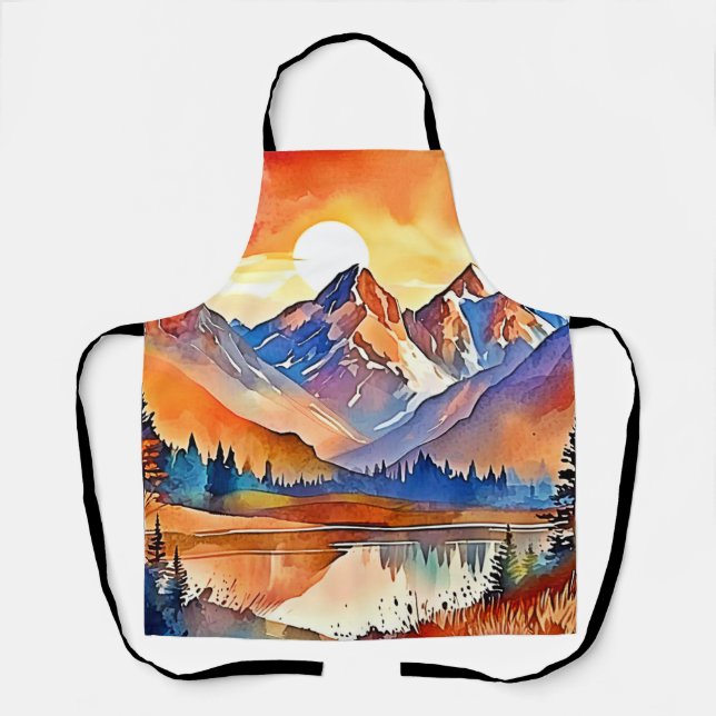 Sunset Mountain Art Design Apron (Front)
