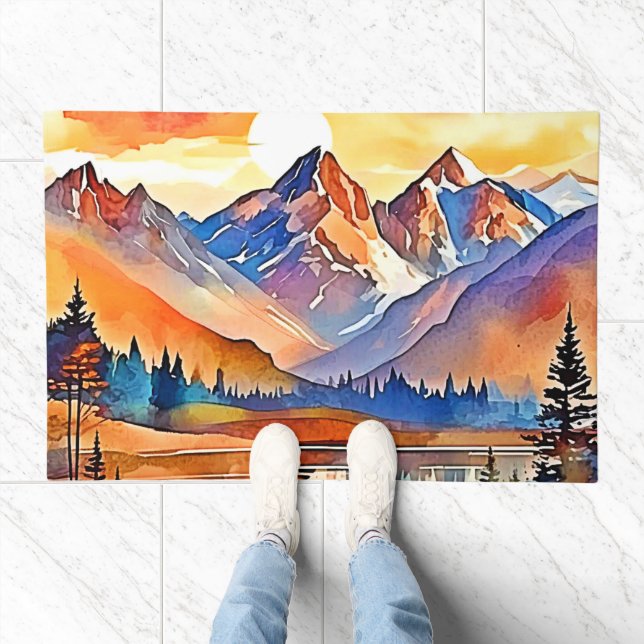 Sunset Mountain Art Design Doormat (Indoor)
