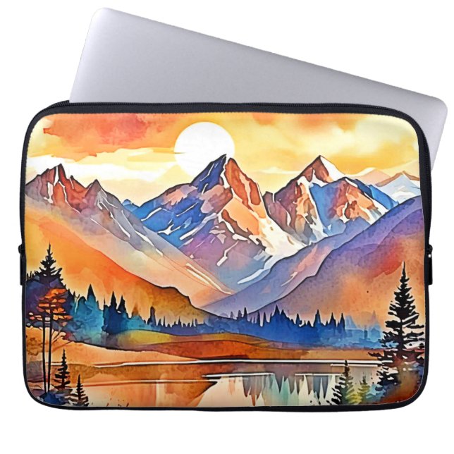 Sunset Mountain Art Design Laptop Sleeve (Front)