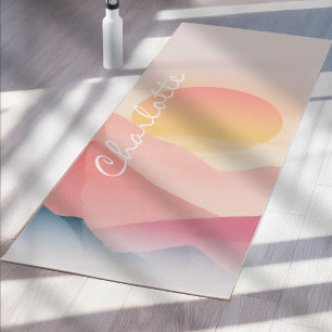 Sunset Mountain Custom Yoga Mat Soft Pastel Land