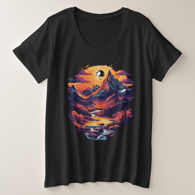 Sunset Mountain Escape Graphic T-Shirt (Design Front)