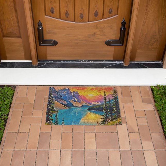 Sunset Mountain Lake Majesty Art Fiber Doormat (Insitu (Outdoor))