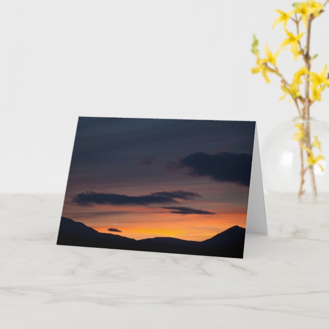 Sunset Mountain Landscape Photo Card (Yellow Flower)