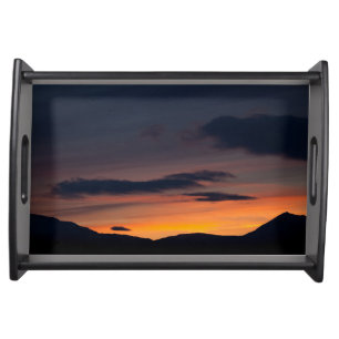 Sunset Mountain Landscape Photo Serving Tray