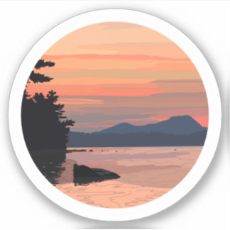 Sunset Mountain Overlooking Lake Sticker