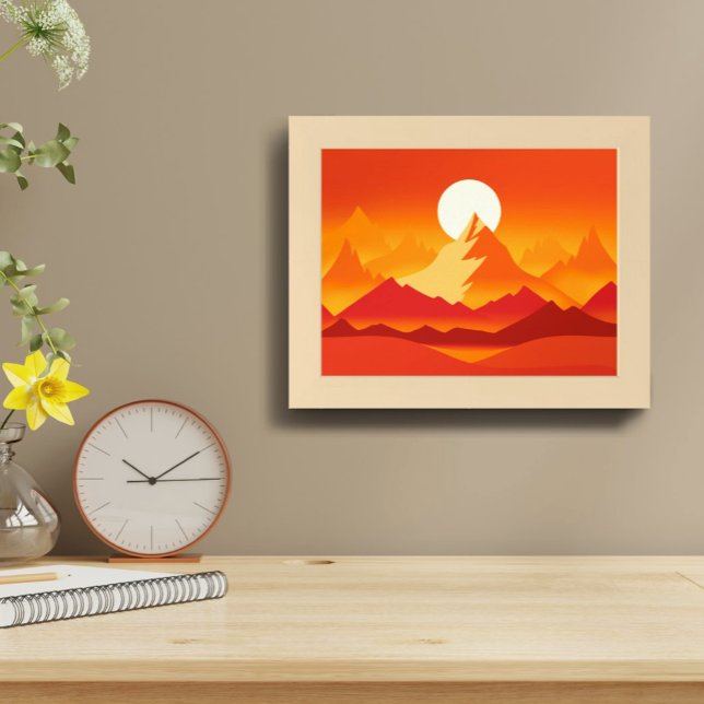 Sunset Mountain Peaks Landscape Illustration Poster (Creator Uploaded)