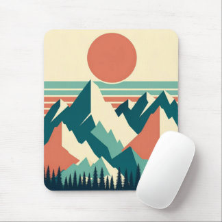 Sunset Mountain Peaks Retro Mouse Pad