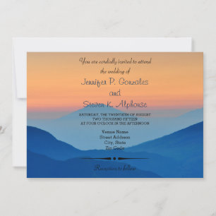 Sunset Mountain Powder Blue Wedding Invitation
