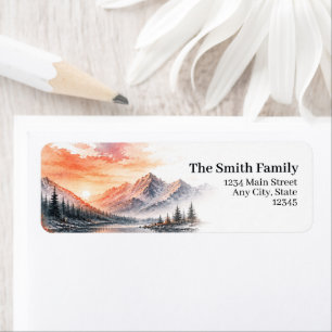 Sunset Mountain Return Address Labels Pine Trees