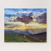 Sunset Mountain Scene Landscape Jigsaw Puzzle
