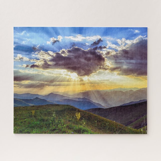 Sunset Mountain Scene Landscape Jigsaw Puzzle (Horizontal)