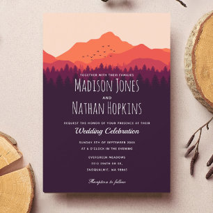 Sunset Mountain View Wedding Invitation
