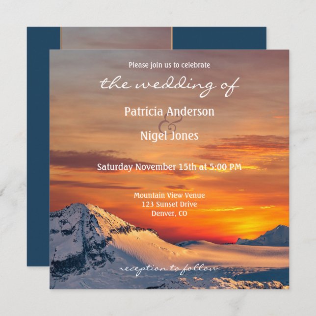 Sunset Mountain View Wedding Invitation (Front/Back)