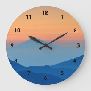 Sunset Mountains Abstract Landscape Large Clock