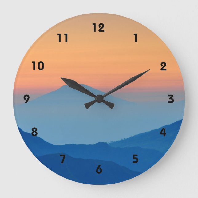 Sunset Mountains Abstract Landscape Large Clock (Front)