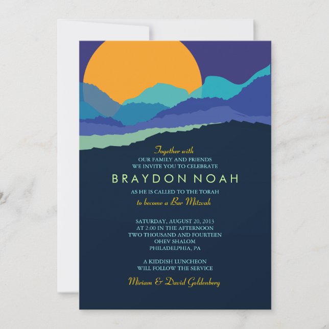 SUNSET & MOUNTAINS Bar Bat Mitzvah Invitation (Front)