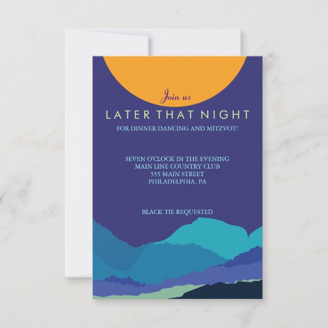 SUNSET & MOUNTAINS Bar Bat Mitzvah Party Card (Front)