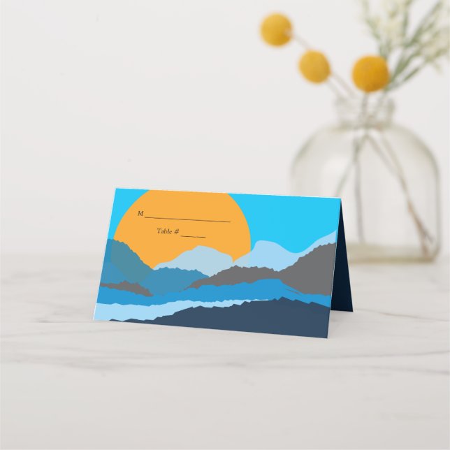 SUNSET & MOUNTAINS Bar Bat Mitzvah Seating Card (Front)