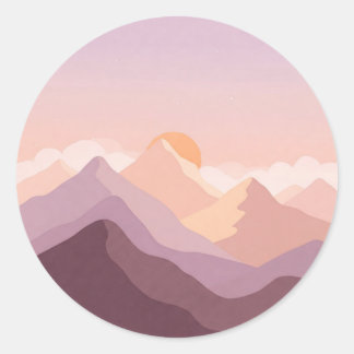 Sunset Mountains Classic Round Sticker