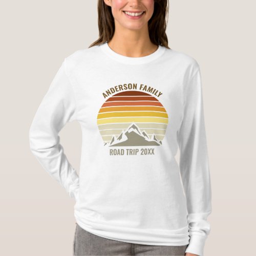 Sunset Mountains Custom Road Trip Long Sleeve T_Shirt