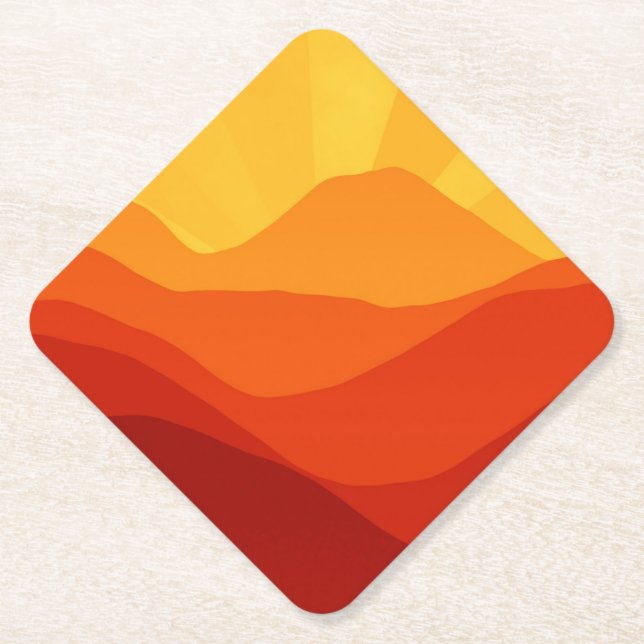 Sunset Mountains Illustration-15662 Paper Coaster (Front)