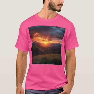 Sunset Mountains Landscape Mountains Landscape Wal T-Shirt