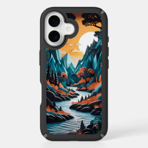 Sunset Mountains with Flowing River iPhone 16 Case