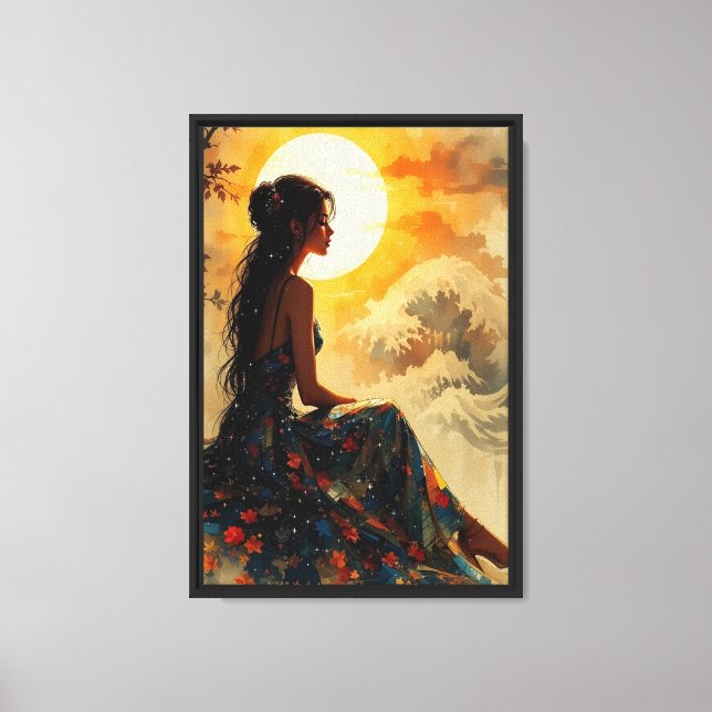 Sunset Muse Fantasy Floral Canvas Wall Art (Front)