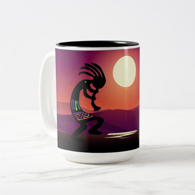 Sunset Native American Kokopelli Coffee Mug (Front Left)