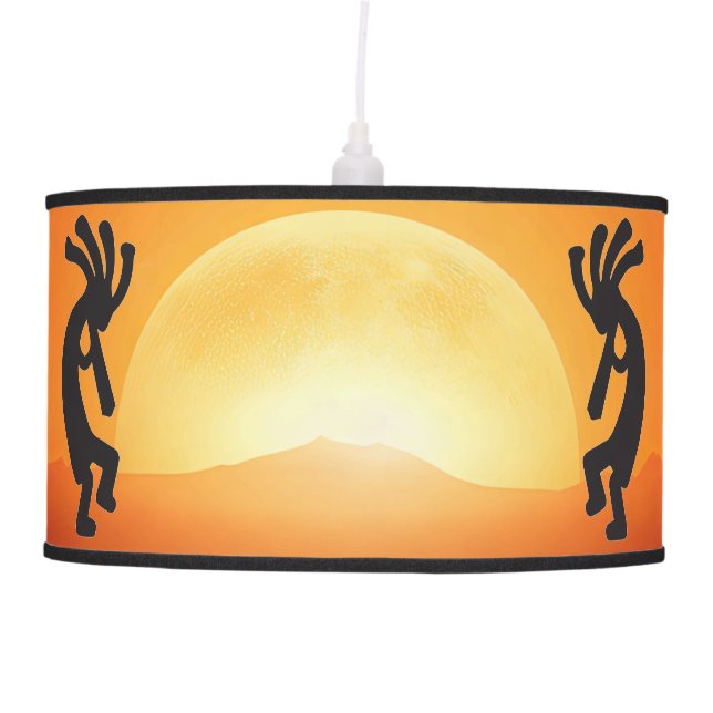 Sunset Native American Kokopelli Hanging Lamp (Front)