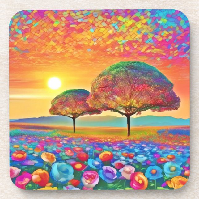 Sunset Nature's Kaleidoscope  Beverage Coaster (Front)