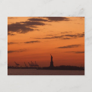 Sunset New York Harbor and Statue of Liberty USA Postcard