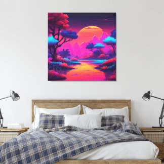 Sunset night sky AI art  Canvas Print