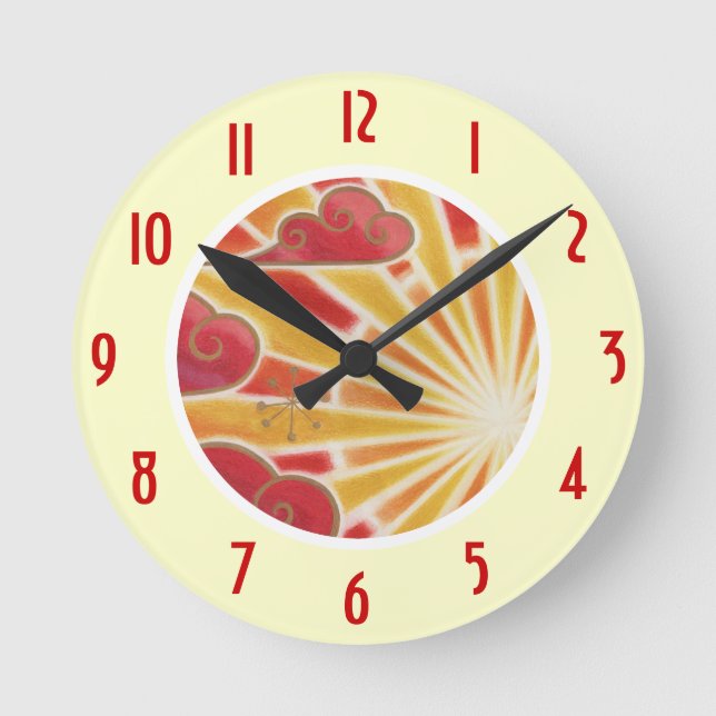 Sunset 'Numbers' clock round cream (Front)